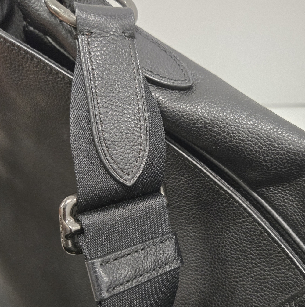 COACH Houston Map Bag Messenger Front Flap Black Pebbled‎ Leather Crossbody Bag - Picture 13 of 14